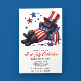 Patriotic Lazy Black Cat 4. Juli Einladungen