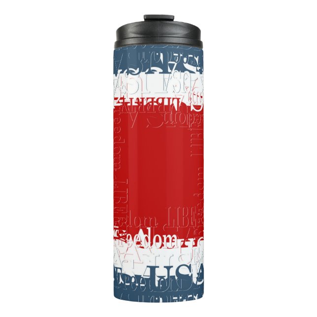 Patriotic Liberty Square Red White & Blue Thermosbecher (Vorderseite)