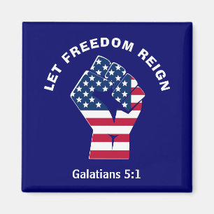 Patriotic LIESS FREEDOM REIGN American Flag Magnet