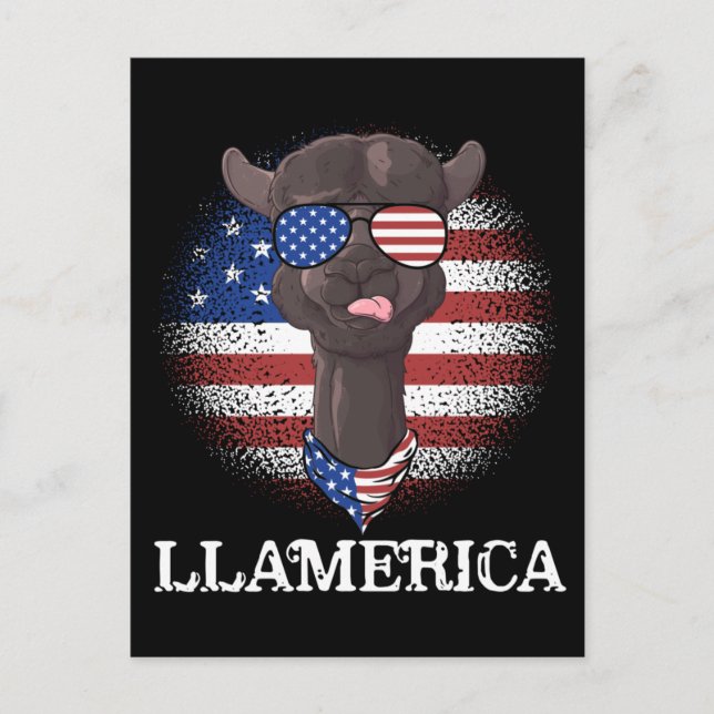 Patriotic Llama USA Flag 4. Juli Postkarte (Vorderseite)