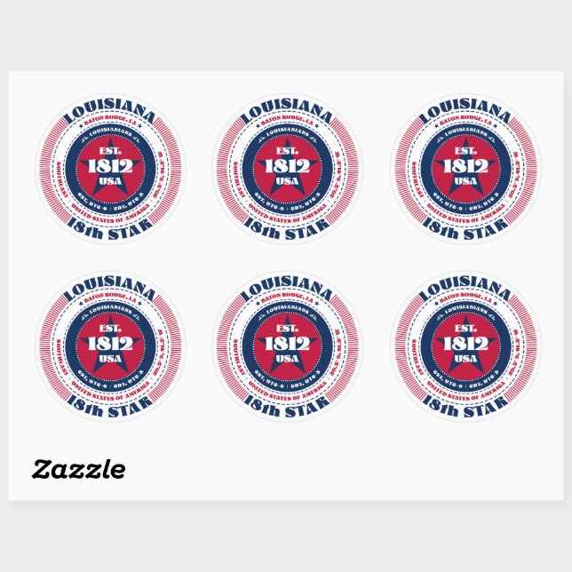 Patriotic Louisiana Circle Design Sticker (Blatt)