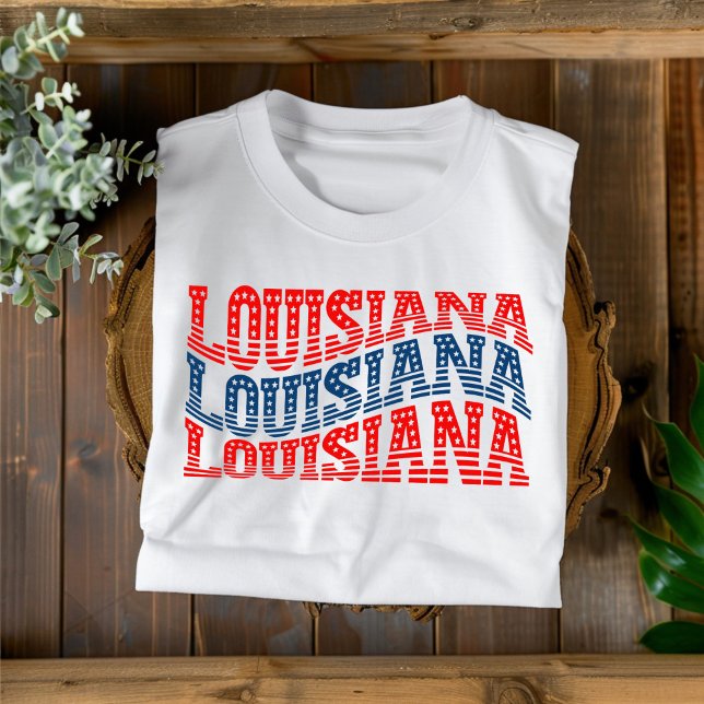 Patriotic Louisiana Red und Blue Boho T - Shirt (Von Creator hochgeladen)