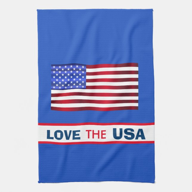 Patriotic Love USA Drapeau Serviette de cuisine (Vertical)