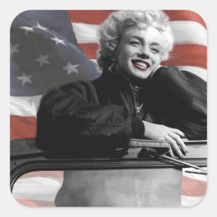 Patriotic Marilyn Quadratischer Aufkleber