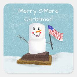 Patriotic Marshmellow American Flag Sled Square S Quadratischer Aufkleber