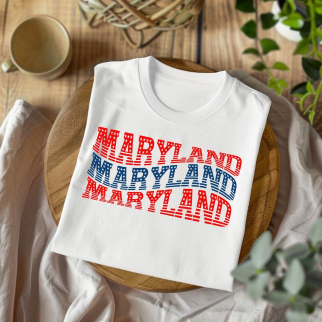 Patriotic Maryland Red and Blue Boho T - Shirt (Von Creator hochgeladen)