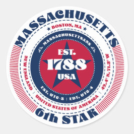 Patriotic Massachusetts Circle Design Sticker