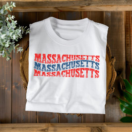 Patriotic Massachusetts Red and Blue Boho T - Shir T-Shirt