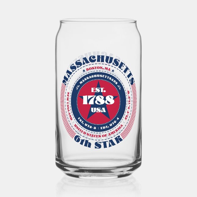 Patriotic Massachusetts Typografie Design Dosenglas (Vorderseite)