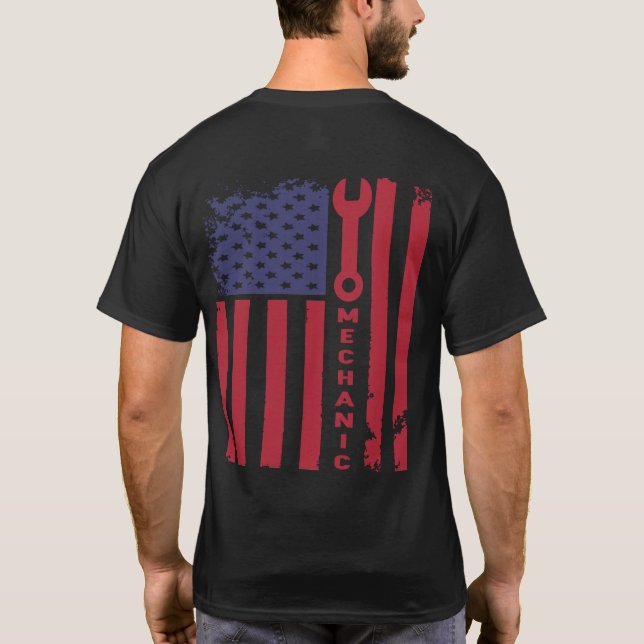 Patriotic Mechanic USA Flag T-Shirt (Rückseite)