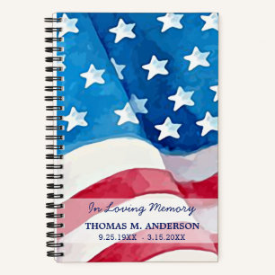 Patriotic Memorial Funerary Guestbook American Fla Notizbuch