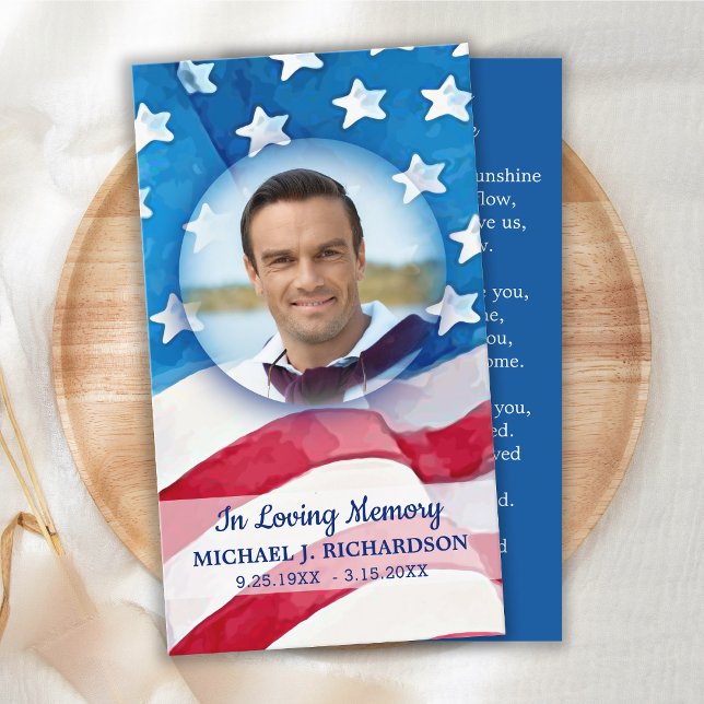 Patriotic Memorial Prayer Cards USA Flag Telefonnummerkarte (Von Creator hochgeladen)