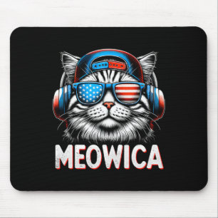 Patriotic Meowica 4. Juli Katze American Flag US Mousepad