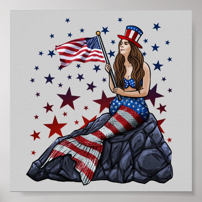Patriotic Mermaid Poster (Vorne)