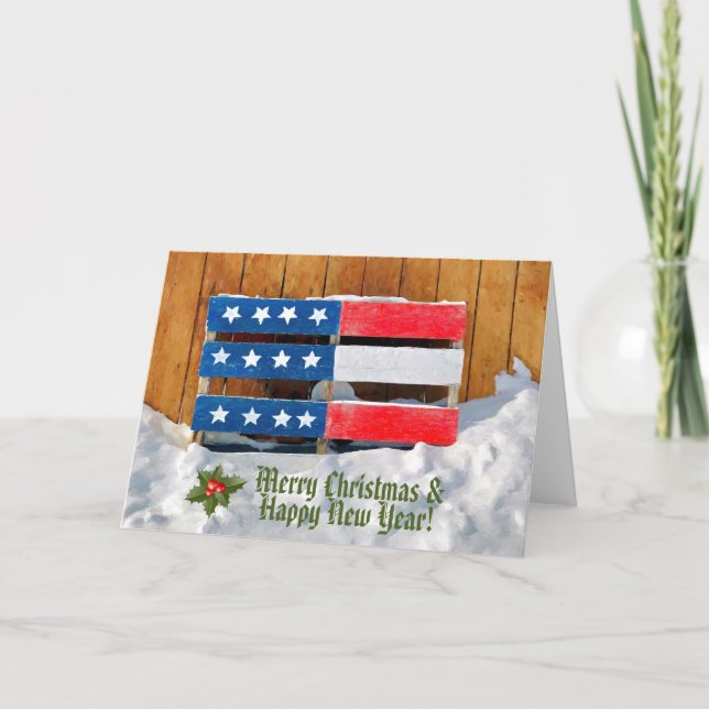 Patriotic Merry Christmas Greeting Card Karte (Vorderseite)