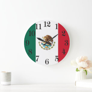 Patriotic Mexiko Flaggennationales Symbol Mexiko Große Wanduhr