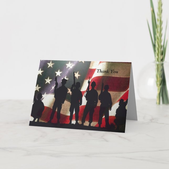 Patriotic Militärangehöriger Vielen Dank Personali Dankeskarte (Vorderseite)