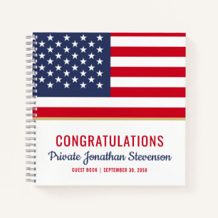 Patriotic Military Abschluss Army Guest Book Notizbuch