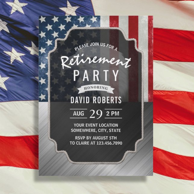 Patriotic Military Retirement USA Flag Imitate Met Einladung (Von Creator hochgeladen)