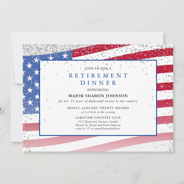 Patriotic Military U.S. Flag Retirement Einladung (Vorderseite)