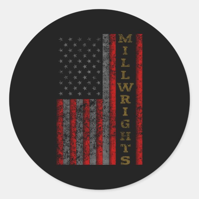 Patriotic Millwrights Us Flag Runder Aufkleber (Vorderseite)