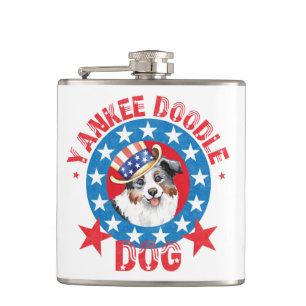 Patriotic Miniature American Shepherd Flachmann