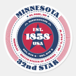 Patriotic Minnesota Circle Design Sticker