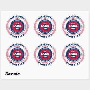 Patriotic Minnesota Circle Design Sticker