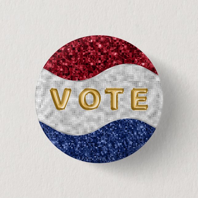 Patriotic Mosaic Waves Vote Button (Vorderseite)