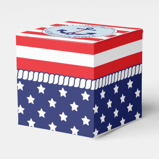 Patriotic Nautical Anchor Baby Dusche Geschenkschachtel (Vorderseite)
