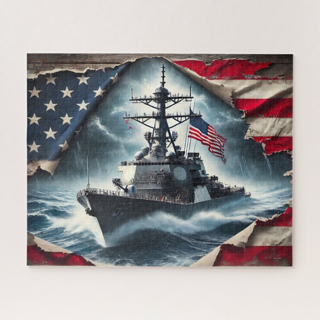 Patriotic Navy Ship (Horizontal)