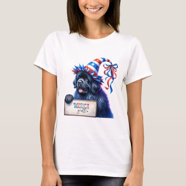 Patriotic Neufundland 'Merica Y all T-Shirt (Vorderseite)