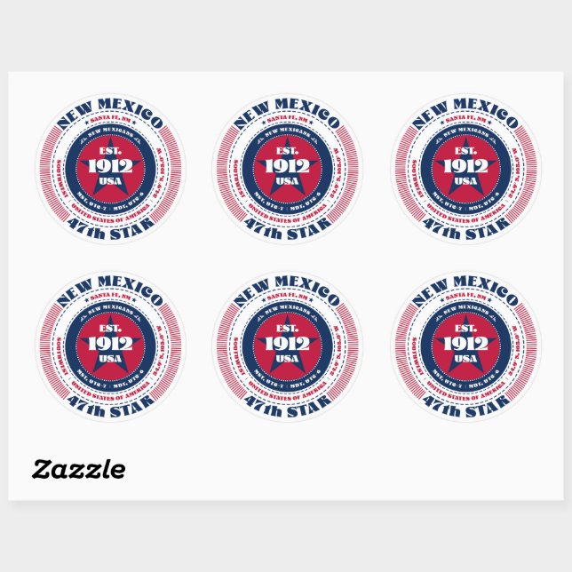 Patriotic New Mexico Circle Design Aufkleber (Blatt)