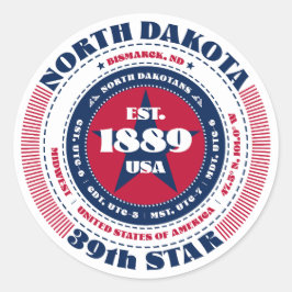 Patriotic North Dakota Circle Design Sticker