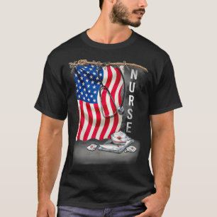 Patriotic Nurse 4. Juli American Flag Sunfloe T-Shirt