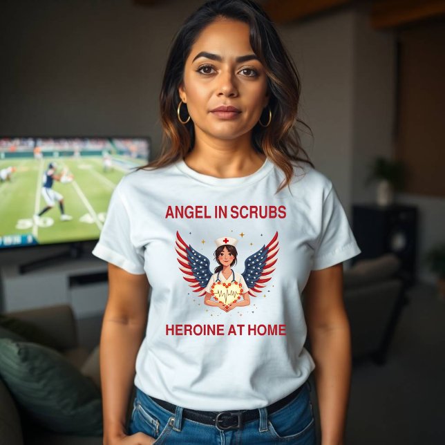 Patriotic Nurse Mama Angel - Design T-Shirt (Von Creator hochgeladen)