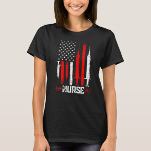Patriotic Nurse US Flag Schließ School Bday Rn T-Shirt