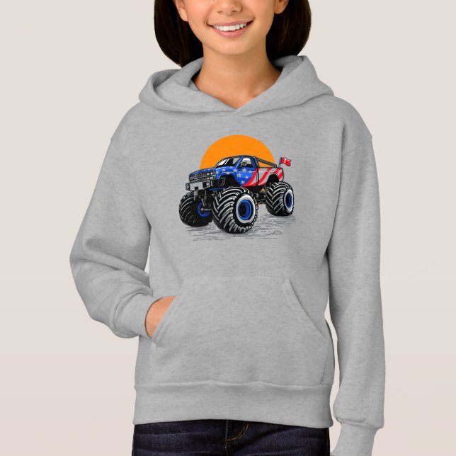 Patriotic Off Road Monster Truck Adventure Hoodie (Vorderseite)