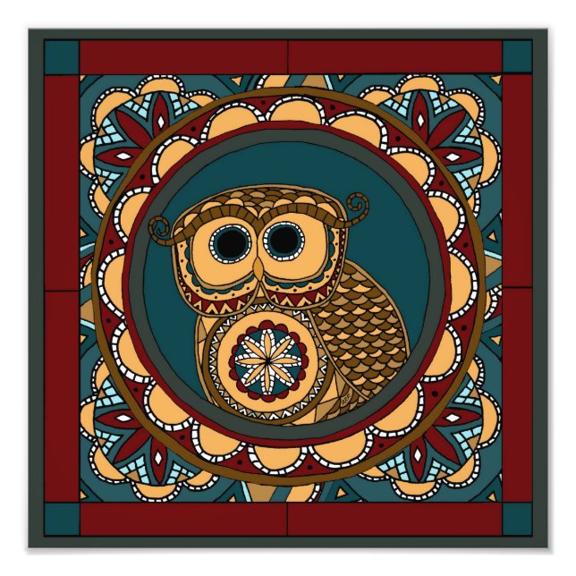 Patriotic Owl Mandala Fotodruck (Vorne)