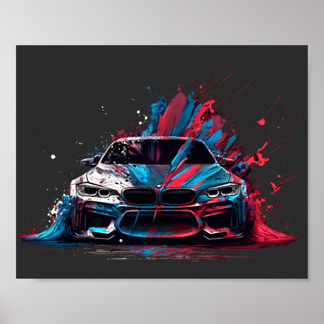 Patriotic Paint Spritzer BMW Poster (Vorne)