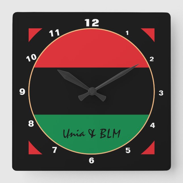 Patriotic Pan African Flag & Unia Symbol / Design Quadratische Wanduhr (Vorderseite)