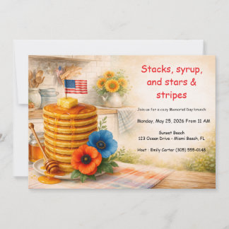 Patriotic Pancake Memorial Day Brunch Invitation