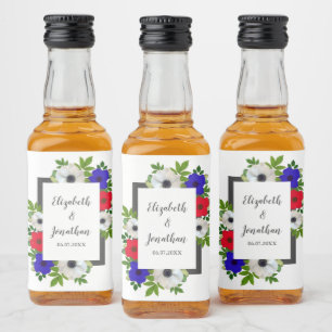 Patriotic Panda Anemone Wedding Alkoholflaschenetikett