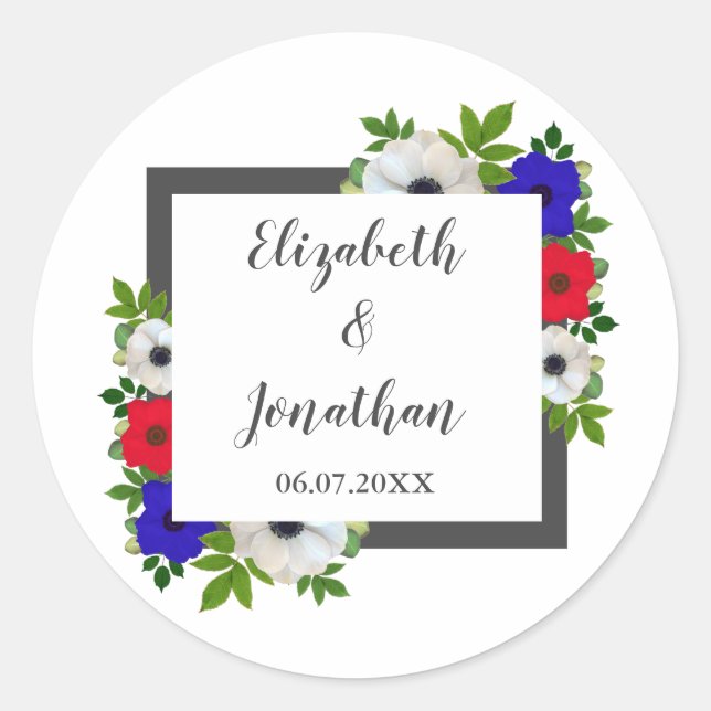 Patriotic Panda Anemone Wedding Runder Aufkleber (Vorderseite)