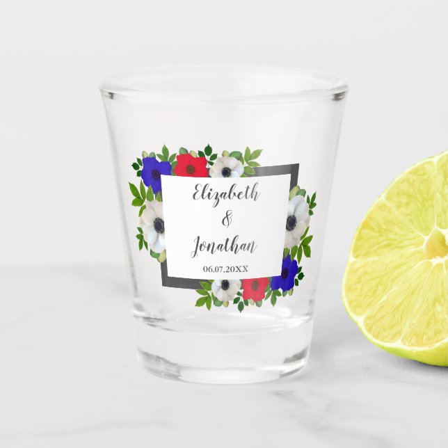 Patriotic Panda Anemone Wedding Schnapsglas (Vorderseite)