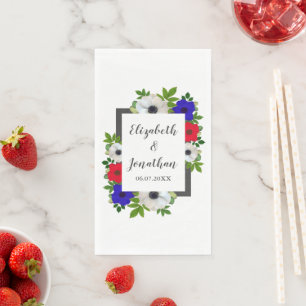 Patriotic Panda Anemone Wedding Serviette