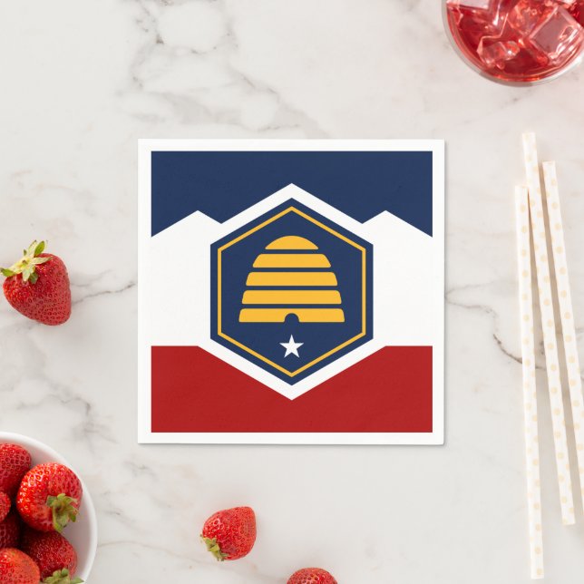 Patriotic paper napkins with flag of Utah, USA Serviette (Beispiel)