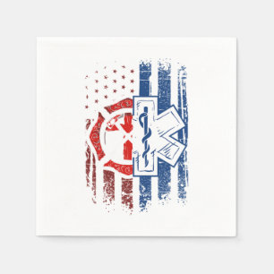 Patriotic Paramedic Firefighter EMT USA Flag EMS Serviette
