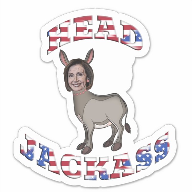 Patriotic Pelosi Head Jackass Aufkleber (Vorderseite)