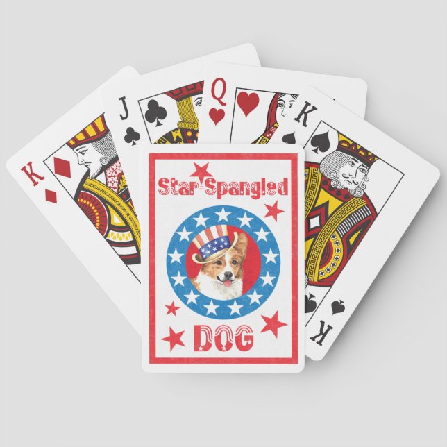 Patriotic Pembroke Welsh Corgi Spielkarten (Rückseite)